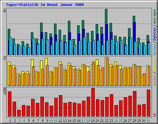 Tages-Statistik im Monat Januar 2009