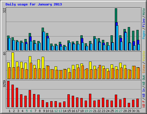 Daily usage for January 2013