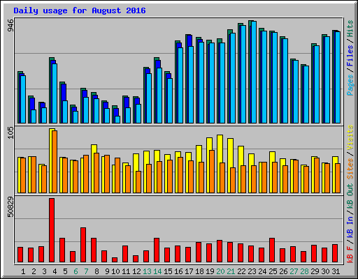 Daily usage for August 2016