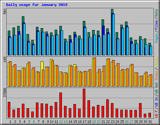 Daily usage for January 2019