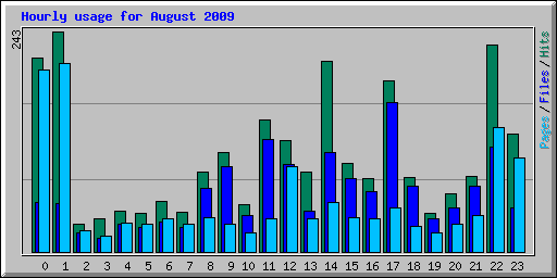 Hourly usage for August 2009