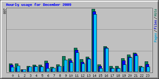 Hourly usage for December 2009