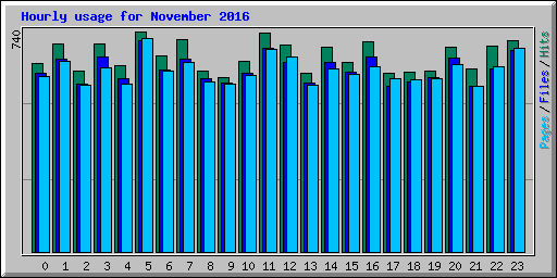 Hourly usage for November 2016